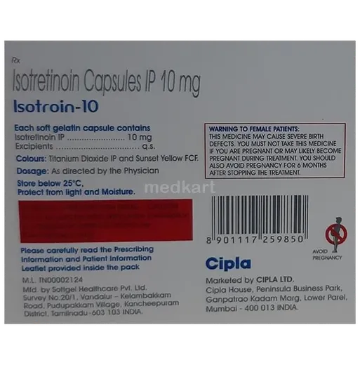 isotroin 10mg capsule 15's